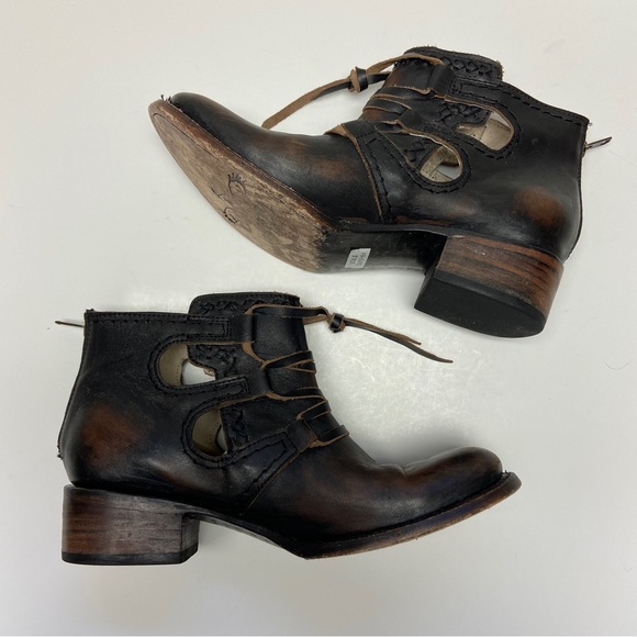 Freebird By Steve Womens Brown Leather Surge Boho Open Side Ankle Booties Size 8 - Picture 6 of 13